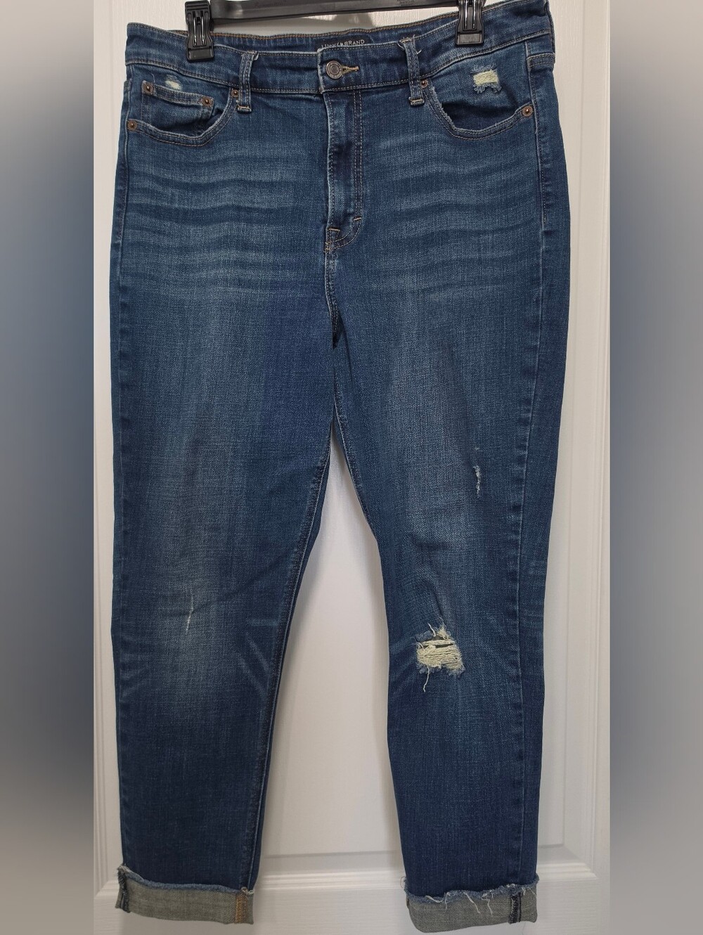 Lucky Brand Women's Dark Blue Distressed High Rise Skinny Bridgette Jeans